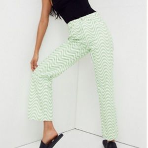 NWT! The Ragged Priest Dad Jeans Lime Green White Wave  Swirl Dad Jean Size 34